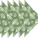 Craftbot Soft Cotton Dinner Napkins 18x18 inches - Washable Thin Cloth Napkins Set of 6 - Everyday Use or Dinner Party and Events - Sage Green Floral Pattern Lightweight Indian Block Print Fabric