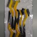 Wire Brush Set, 6 Pcs Brass/Stainless Steel/Nylon Wire Brushes for Cleaning with Curved Handle Grip for Rust Removal, Dirt, Paint Scrubbing(Yellow)