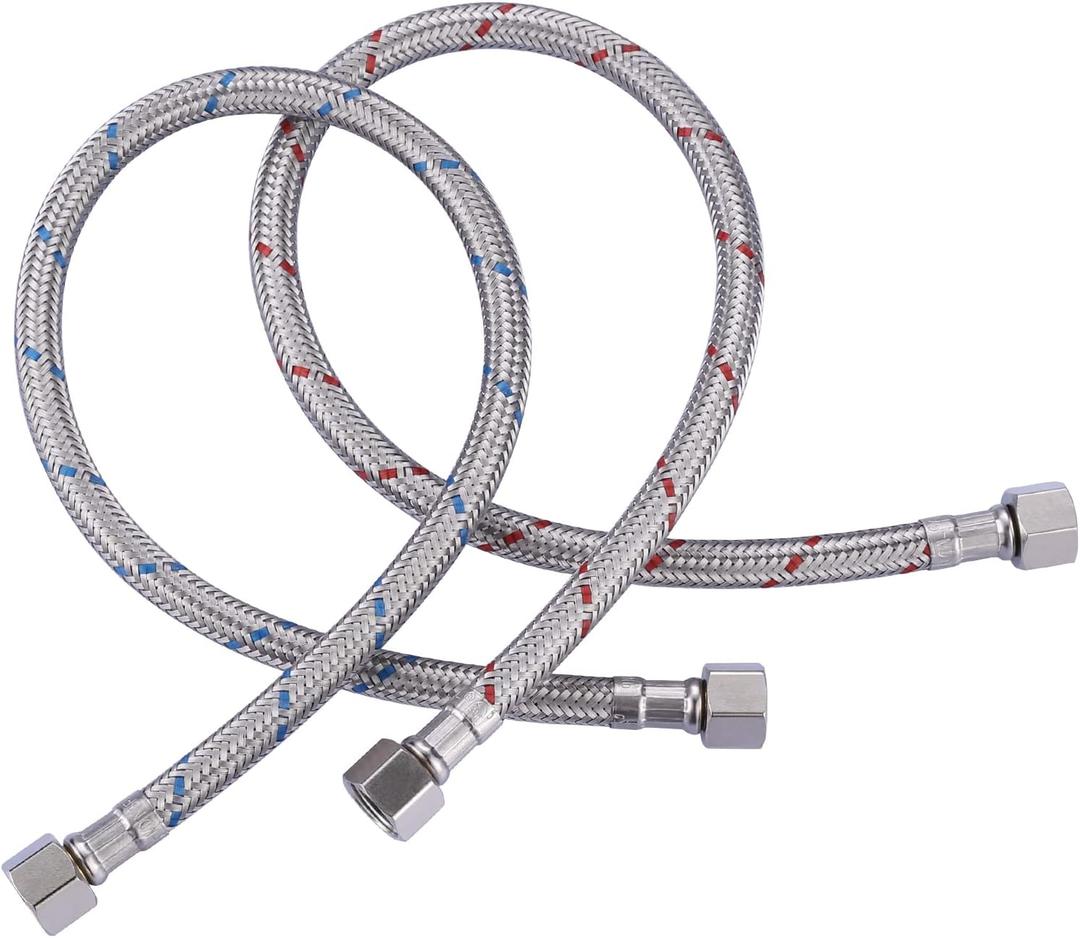 ARCORA 36-Inch Faucet Hose Connects Kitchen Bathroom Sink to Water Supply, Stainless Steel cUPC Supply Lines with 3/8-Inch x 3/8-Inch Female Compression Thread 1 Pair