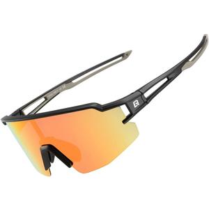 ROCKBROS Polarized Sunglasses for Men Women UV Protection Cycling Sunglasses Sport Glasses (Black Yellow)