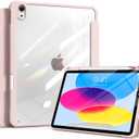 Aoub Clear Case for iPad Air 11-inch M4/M3/M2 2026/2025/2024, iPad Air 5th 4th Gen 2022 2020 10.9 inch Case with Pencil Holder, Auto Wake/Sleep, Shockproof Slim Cover with Transparent Back, Pink