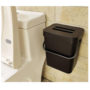 stonespace Kitchen Compost Bin for Countertop, Hanging Small Trash Can with Lid Under Sink for Kitchen Bathroom, Mountable Compost Bucket, Black (5L/1.3GAL)