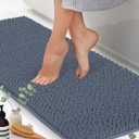 ITSOFT Plush Bathroom Rug 59x21, Absorbent Machine Washable Non Slip Chenille Bath Mats, Quick Dry Bathmat, Bath Rugs for Bath, Shower, Bedroom, or Door Mat, Gray (Grey)
