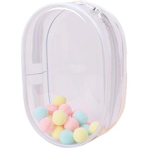 Clear Figure Display Bag with Keychain for 18cm Plush Doll, Doll Carrying Case Keychain Pouch Charms Blind Box Case for Collectibles (Large, White)