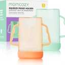 Momcozy Baby Pouch Holder No Squeeze for Food Pouches and Drink Boxes, Allows Baby to Self-feed and Avoid Messes, Baby Food Pouch Holder Handle is Easy to Grip, Comfortable, Green&Orange (Pack of 2)