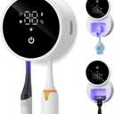 Upgraded UV Toothbrush Cleaner Holder Wall Mounted, Temracha Razor Electric Toothbrush Holder for Bathroom, LED Smart Screen, with Auto-Inductive Cover, Cleaning and 60-Degree Drying, for Home, Travel (White)