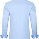 J.VER Men's Dress Shirts Solid Long Sleeve Stretch Wrinkle-Free Formal Shirt Business Casual Button Down Shirts (Blue, XXL)