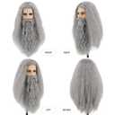 Mens Long Gray Wig with Beard Old Man Grey Wizard Wig Heat Resistant Synthetic Hair for Halloween Cosplay Costume Party