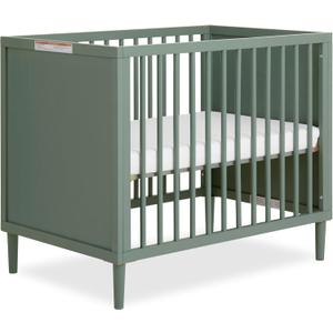 Dream On Me Lucas Mini Convertible Crib in Meadow Green, Rounded Spindles, Converts from a Baby Crib to Day Bed and Kids Sofa, Perfect for Small Spaces, Three Adjustable Mattress Height Positions, 39"L x 25.5"W x 33"H
