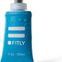 FITLY Soft Flask - Shrink As You Drink Soft Water Bottle for Hydration Pack - Folding Water Bottle Ideal for Running, Hiking, Cycling, Climbing & Rigorous Activity (5 Ounces, Blue)