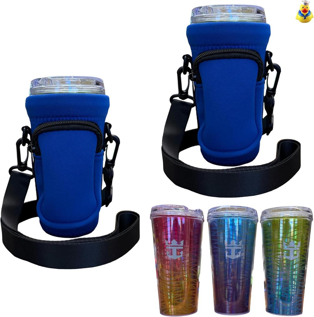 Cruise Ship Essentials Cup Sling Cruise Essentials 2026. Caribbean Cruise Must Haves. Cruise Ship Essentials 2026, Caribbean Royal, Caribbean cruise essentials 2026 (2-Pack) (Blue)