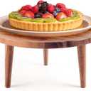 Acacia Wooden Round Footed Serving Board - Pedestal Riser Cake Stand with Removable Legs - Charcuterie Tray Cheese Bread Fruit Vegetable Platters - Plant Holder Set 12 X 6 inches