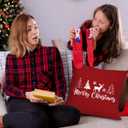 Red Christmas Pillow Covers 18x18, Merry Christmas Reindeer Throw Pillow Covers for Couch Bed, Red Christmas Decor, Christmas Decorations for Living Room Bedroom Home Office