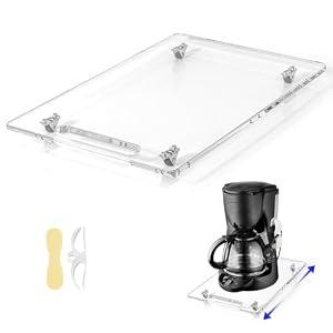 Baemin Acrylic Appliance Slider with Rubber Wheels, Sliding Tray for Heavy Kitchen Appliances, Coffee Maker Slider Tray for Counter, Countertop Moving Tray Accessories for Kitchen - 9.8" x 14" (Clear)