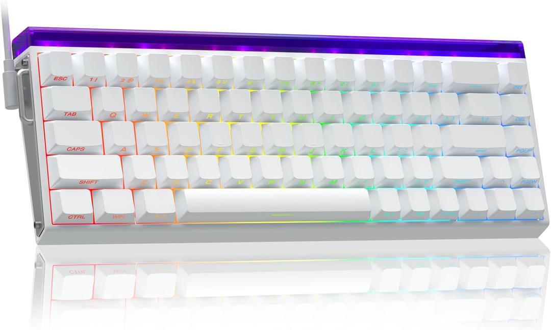 AULA Hero 68 HE 60% Gaming Keyboard Wired, Hall Effect Magnetic Switch Keyboard with Adjustable Actuation, Fast Trigger Mode, 8K Hz Polling Rate, 0.125ms Latency,Side Printed PBT Keycaps, RGB Backlit (White)