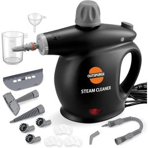 Handheld Steam Cleaner, Pressurized Multi-Surface Steam Shot with 13 Accessories, Safety Lock, Steamer for Cleaning Floor, Upholstery, Grout, Windows, Couch and Car (Black)