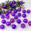 AMS 2.36''/60mm 34ct Christmas Ball Large Ornaments Party Decorations Shatterproof Festival Pendant Hangings for Xmas Tree Decor (60mm, Purple)