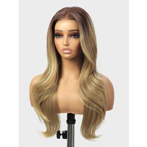 cuiud Blond Synthetic Lace Front Wig for Women 134 HD Glueless Wigs Pre Plucked 26inch Ombre Blonde Layered Wave Wigs for Daily Part Beginner Friendly