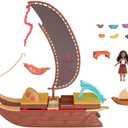 Mattel Disney Moana 2 Toy Playset with Floating Adventure Canoe, Small Doll, 1 Character Friend, 6 Play Areas & 10 Accessories