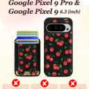 Shorogyt for Google Pixel 9/9Pro Cute Kawaii Leather Phone Case - Compatible with Magsafe Wallet Magnetic Credit Card Holder Fashion Cherry Design Phone Cover for Women Girls, Fits 7 Cards