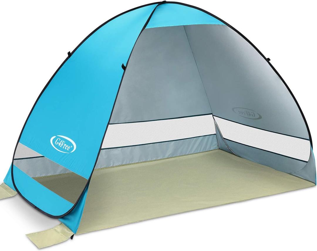 G4Free Large Pop up Beach Tent for 3-4 Person, UPF 50+ Automatic Sun Shelter Canopy Portable Outdoor Cabana Sun Umbrella, 78.7" x 47.3" x 51"
