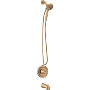 Moen Ronan Bronzed Gold Single-Handle Modern Tub and Shower Faucet with Round Handheld Rain Shower Spray Head Featuring Magnetix, Valve Included, 82021BZG