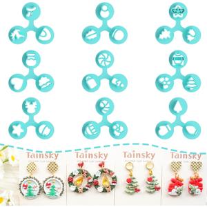 Mirco Christmas Polymer Clay Cutters, 9 Shapes Winter Clay Cutters for Earrings Making Clay Jewelry (Micro Set)