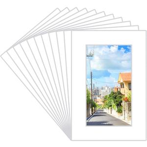 Prudiut 15 Pack 4x6 White Picture Mats, Frame Mattes for 3x5 Pictures Display Photo Frame Mat Core Bevel Cut Mat Board Show Kit for Photos, Prints, Artworks