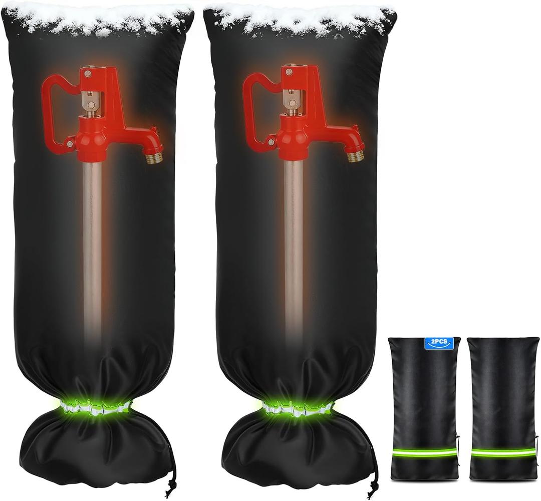 Bonviee 2-Pack Outdoor Faucet Covers For Winter- 35H X 15W- Insulated With Thick Cotton Waterproof Oxford Fabric and Reflective Strip for Freeze Protection Outdoor Faucets Hose Bibs