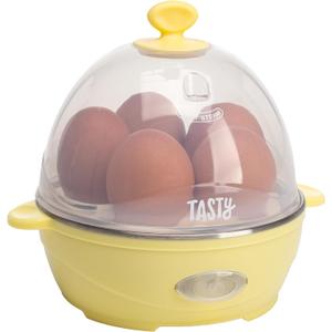 Tasty Mini Rapid Egg Cooker, 5-Egg Capacity for Perfect Hard Boiled Eggs or Omelets, Auto Shut Off, Yellow