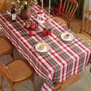 SASTYBALE Red and White Plaid Tablecloth, Rectangle Xmas Metallic Fabric Table Cloth Wrinkle Resistant Heavy Weight Polyester Table Cloths for Holiday Kitchen Dinning Tabletop(60" x 120")