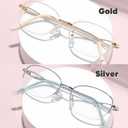2 Pack Semi-Rimless Reading Glasses for Women, Lightweight Metal Frame Blue Light Blocking Reading Glasses Women