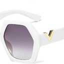 Xpectrum Trendy Extra Large Womens Sunglasses Retro Hexagonal Thick Frame Vintage Oversized Glasses (White)