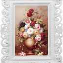 SIMON'S SHOP Vintage 4x6 Picture Frame for Tabletop or Wall Display, White Picture Frames 4x6, Victorian Photo Frames, Scalloped Borders with Floral Design