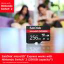 SanDisk 256GB microSD Express Card - Works with Nintendo-Switch 2, Up to 880MB/s Read, Up to 650MB/s Write, 210MB/s Sustained Write, U3, C10 - SDSQXFN-256G-GN4NN