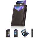 Wallet for Men, RFID Wallet with Money Clip & ID Window, Minimalist Pop Up Credit Card Case Holder 10-12 Cards, Bifold Slim Smart Wallet for Front Pocket, Compact Metal Wallets, Gifts for Men, Coffee