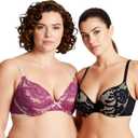 Curve Muse Women's Plus Size Perfect Shape Add 1 Cup Push Up Underwire Lace Bras (XL)