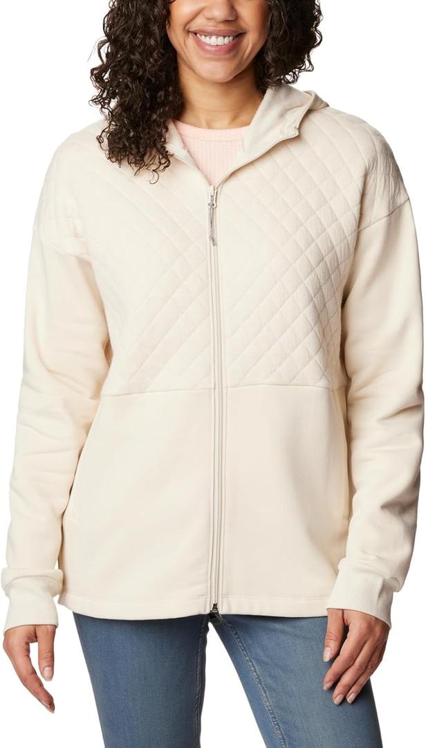 Columbia Women's Hart Mountain Quilted Hooded Full Zip (Chalk)