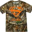 Bioworld Superman Blaze Orange Logo Men's Camo Crew Neck Short Sleeve T-Shirt (XL)