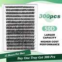 Lash Clusters 300pcs Individual Lashes 50D 0.07D Curl 9-18MIX DIY Eyelash Extension KEYYOU Large Tray Volume Soft&Natural Cluster Lashes(50D-0.07D,9-18MIX