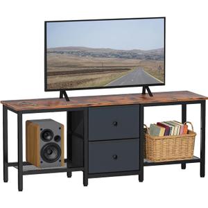 Smoproper TV Stand Suitable for TVs up to 55 Inches, Entertainment Center with Storage Drawers and Shelves, Media Console Table for Living Room and Bedroom, Rustic Brown
