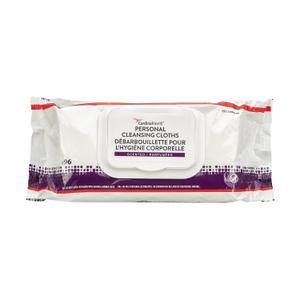 Cardinal Health Personal Cleansing Wipes, Fragrance Free, 9x13 Inch Adult Washcloths, Non-Flushable Disposable Bathing Wipes, Soft & Pre-Moistened, 96 Count (1 case of 6 Packs- Total of 576 eaches)