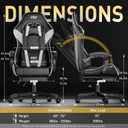 HLDIRECT Gaming Chair with Footrest, Lumbar Support & Headrest, Black&White, Standard