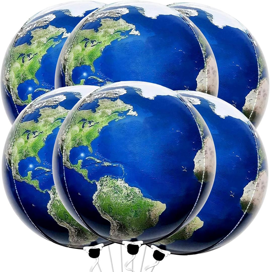 KatchOn, Large Globe Balloons Set - 22 Inch, 6 Pieces | 360 Degree 4D Earth Balloons, Travel Themed Party Decorations | World Balloon for Earth Day Decor | Graduation Decorations 2025