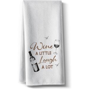 2 x Funny Bar Towels,Joked Dishcloth Towel Decor, 14"X26"Inch Hand Dishcloth,A Little Laugh A lot,Kitchen Rags,Ideal Gifts for Barroom Lover Hostess Mom New Home Housewarming Candlelight Dinner