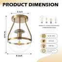 Bagood 8 Inch Mid Century Ceiling Light Modern Gold Semi Flush Mount Ceiling Light with Clear Glass Shade Globe Semi Flush Mount Ceiling Light Fixture for Bedroom Hallway Bathroom Foyer (Bulb Incl.)