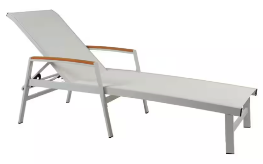 Oxton White Metal Outdoor Patio Chaise Lounge
