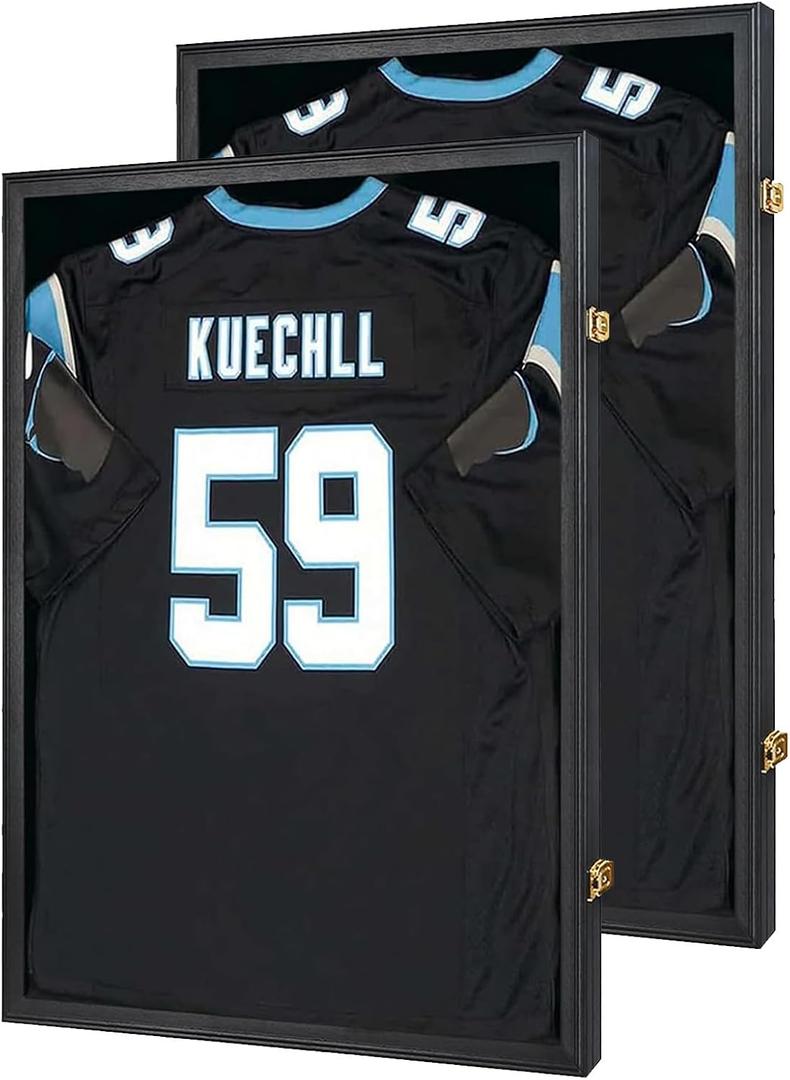 IHEIPYE Jersey Frame Display Case Shadow Box 2 Pack Black
Lockable, UV Protection, Hanger, Baseball, Basketball, Football, Soccer, Hockey 2XL Sport Shirt and Uniform