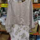 S.L. Fashions Women's Short Foil Detail Cocktail Dress with High-Low Overlay Cape
 Size 8