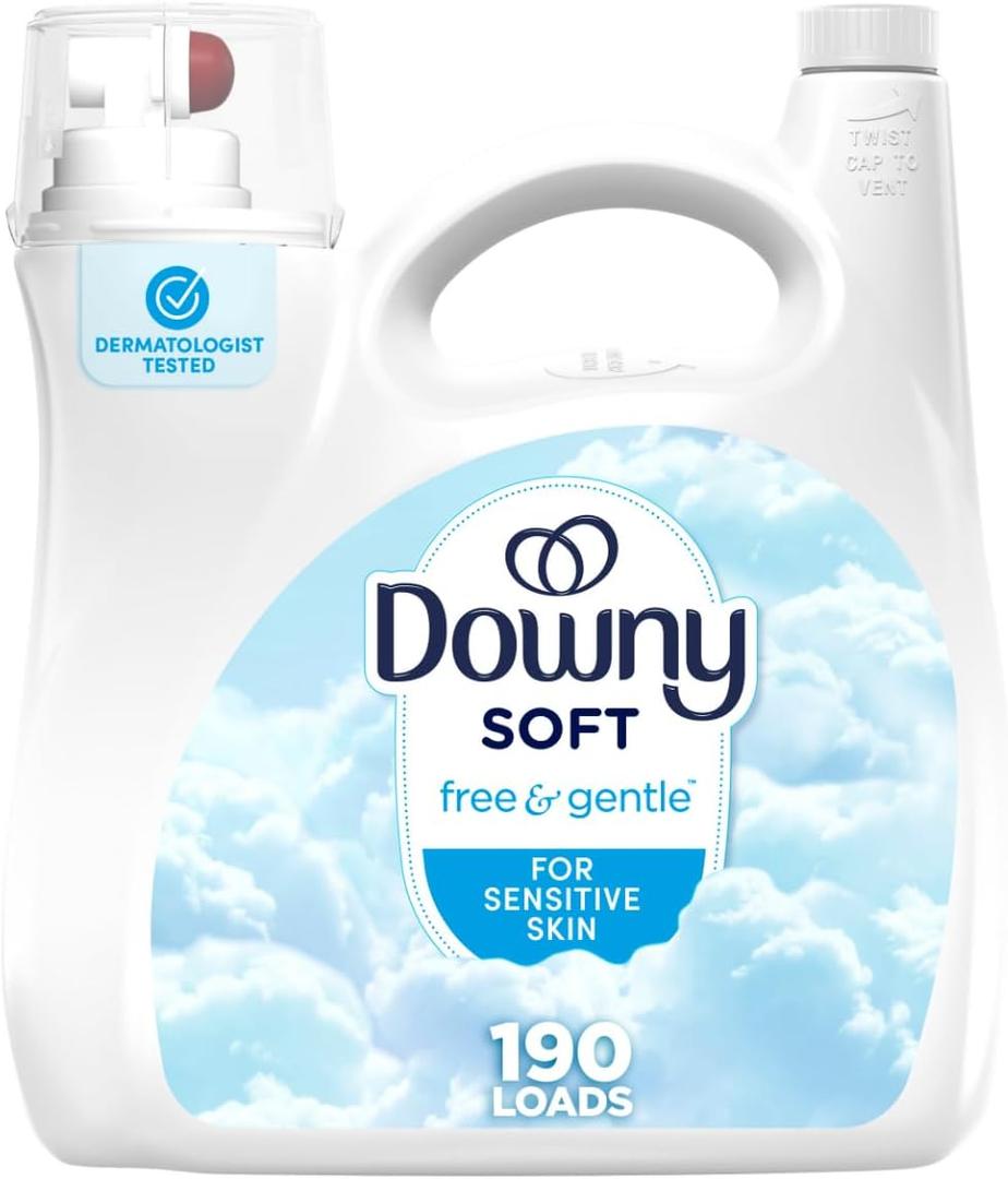 Downy Free & Gentle Liquid Fabric Softener, 140 fl oz, 190 Loads, Hypoallergenic, Sensitive Skin Friendly Fabric Conditioner Liquid